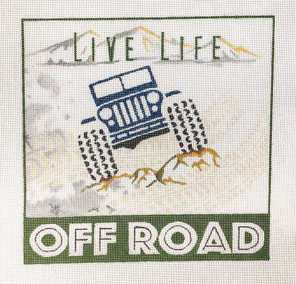 Adventure Awaits A21 Live Off Road  8x8 18 Mesh Oasis Needlepoint