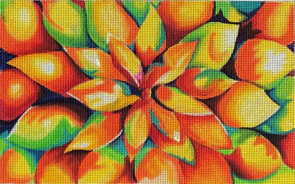 Bloom B12 Floral Sunburst 6.5x10 18 Mesh Oasis Needlepoint