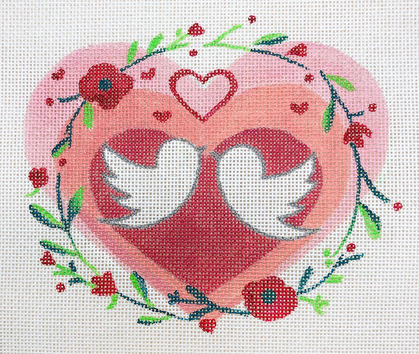 Animals/Birds/Thing Swim MB5 Kissing Love Birds 6 x 7 18 Mesh Oasis Needlepoint