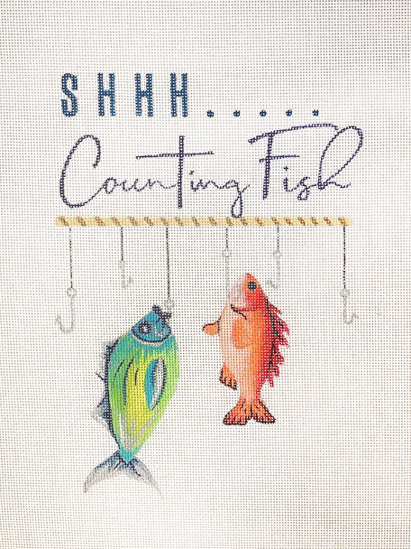 Under Water/Animals/Birds/Thing Swim Y11 Shhh... Counting Fish 8 x 10 18 Mesh Oasis Needlepoint