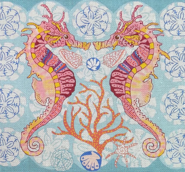 JB-06 Seahorses 9" x 9" 18 Mesh Janet Broxon Love You More