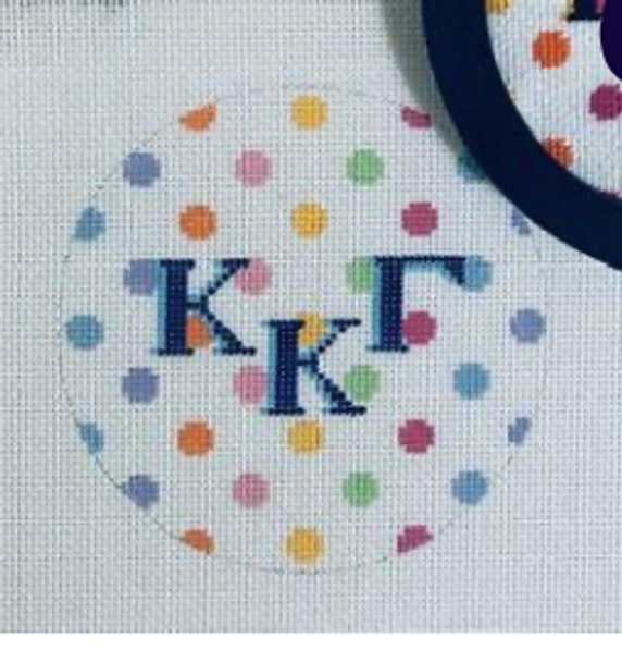 Sorority Series:  1904-KKG Kappa Kappa Gamma 4” Multi Dot Round 18 Mesh Kangaroo Paw Designs