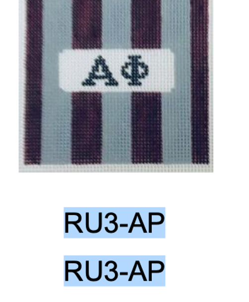 Sorority Series:  RU3-AP Alpha Phi 3” Rugby Stripe Square 18 Mesh Kangaroo Paw Designs