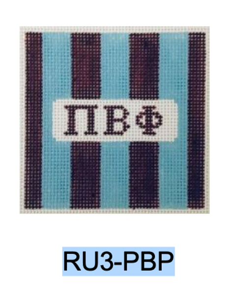 Sorority Series:  RU3-PBP Pi Beta Phi 3” Rugby Stripe Square 18 Mesh Kangaroo Paw Designs