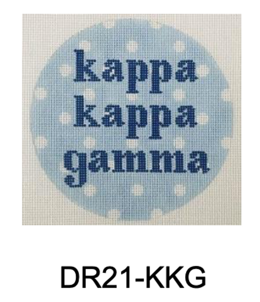Sorority Series:  DR21-KKG Kappa Kappa Gamma “Aspirin Dot” round 18 Mesh4.75” Kangaroo Paw Designs