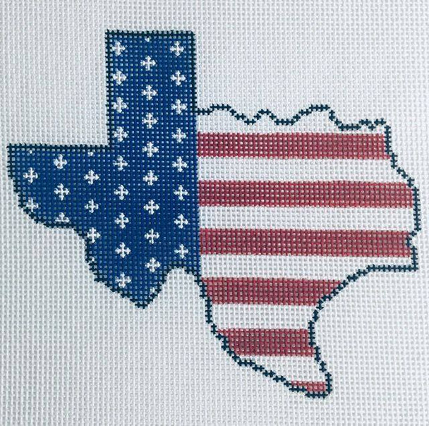Patriotic Series:  SNS19-TX Texas State shape with Stars and Stripes 18 Mesh Kangaroo Paw Designs 