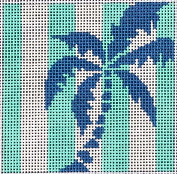 IS816A Palm Tree Stencil/Aqua Insert 3x3 18 mesh Two Sisters Designs