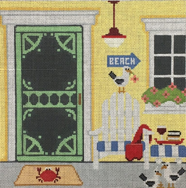 AL0165 BEACH HOUSE DOORWAY 81⁄2 x 81⁄2 ANNIE LANE DESIGNS 18 Mesh With Stitch Guide