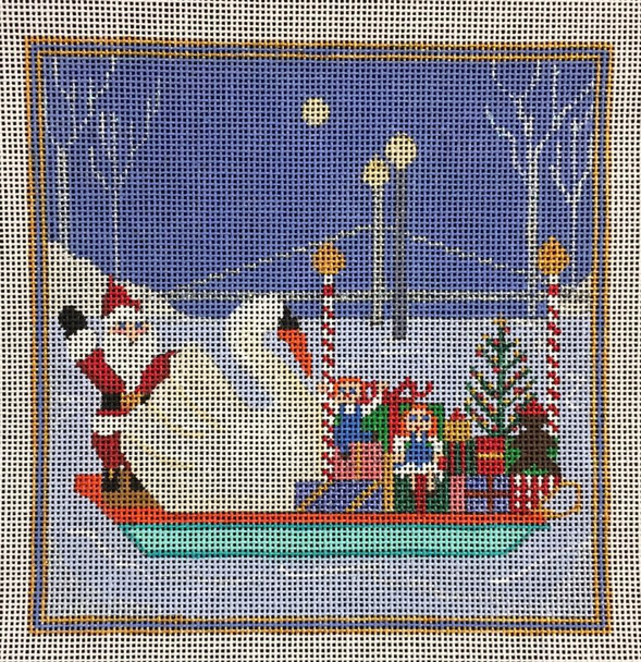 JP324 CHRISTMAS SWANBOAT 6′′ x 6′′ 18 Mesh Julie Paukert Designs