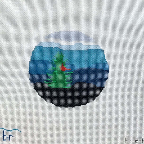 R12A Blue Ridge Cardinal 4" round 18 Mesh Blue Ridge Stitchery