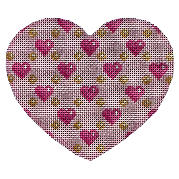 HE-1015 Hearts/Dots Repeat Heart Lg. 4.75x4 18 Mesh Associated Talents 