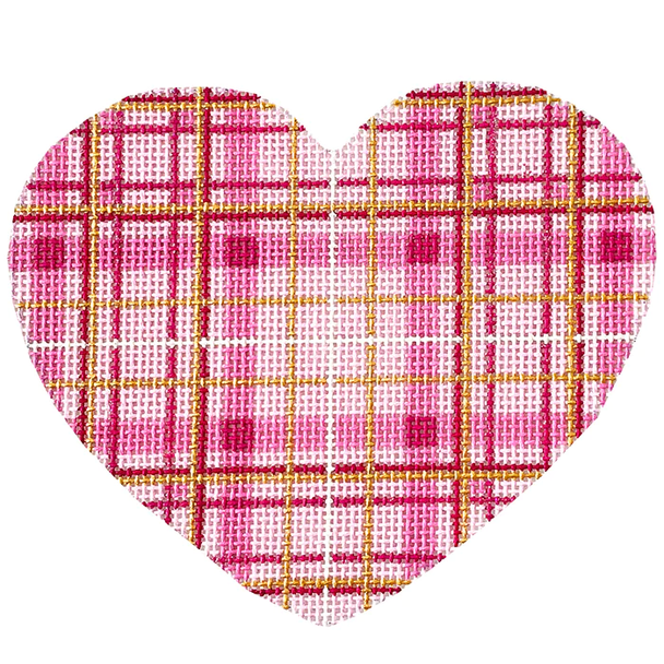 HE-1013 Pink Plaid Heart Lg. 4.75x4 18 Mesh Associated Talents 