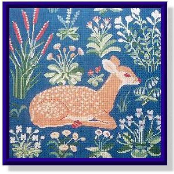 CRS108-13	Medieval Deer - Blue 15 x 15	 13 Mesh DESIGNS BY CATHERINE REURS Quail Run Designs