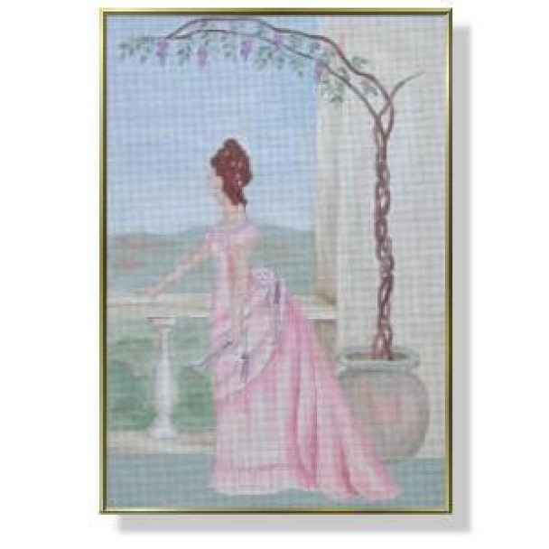 CM203 Lady in Pink 9 x 14 18 Mesh DESIGNS BY CHARLOTTE McDONNELL Quail Run Designs