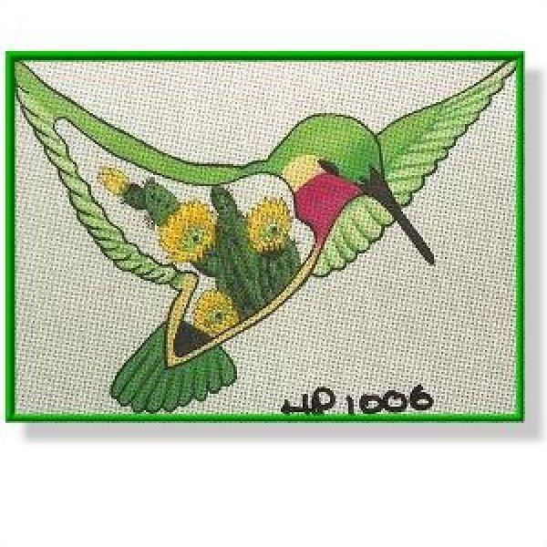 HP1006	Desert Hummingbird	10 x 7.5	18 Mesh  DESIGNS BY JULIE SACKET Quail Run Designs