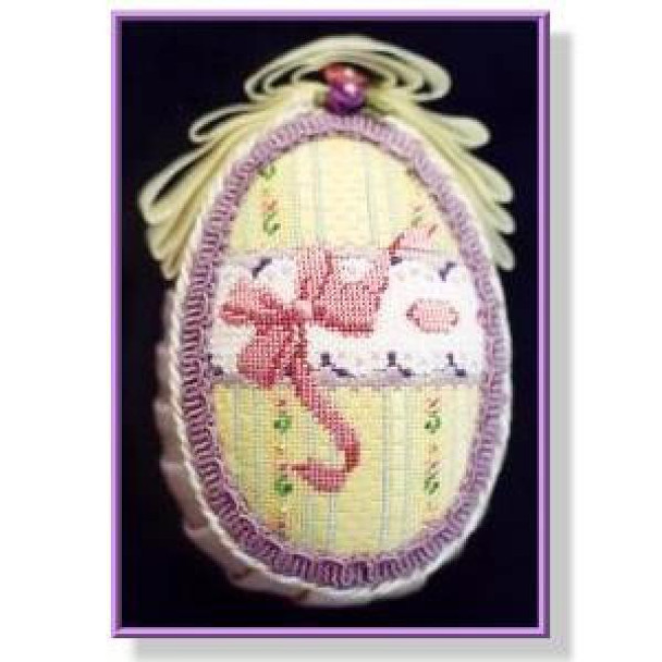 CD111 Egg - Pink Bow	5"	18 Mesh Shown Finished Canvas Only DESIGNS BY CAROL DUPREE Quail Run Designs