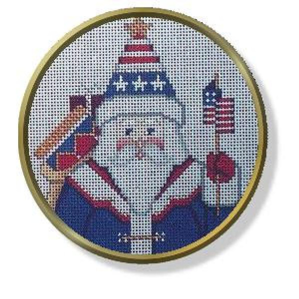 CD404A	Patriotic Santa Head only	4.5"	18 Mesh DESIGNS BY CAROL DUPREE Quail Run Designs