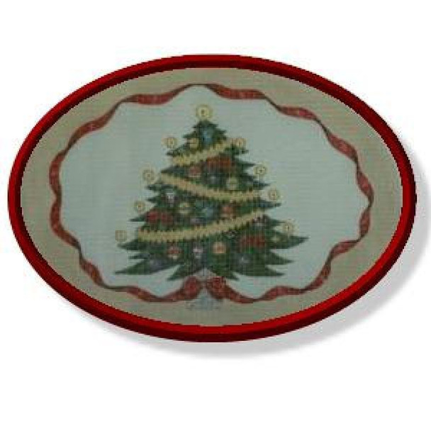 CD624	Tree & Ribbons oval	11" x 8 "oval	18 Mesh DESIGNS BY CAROL DUPREE Quail Run Designs