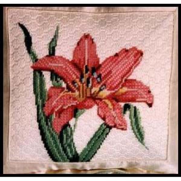 CD212*	Coral Daylily 8 x 8	13 Mesh Shown Finished DESIGNS BY CAROL DUPREE Quail Run Designs