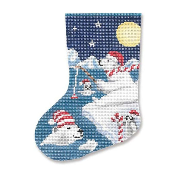 SC-SX 01 Polar Bears Fishing Mini Sock 5.5" 18 Mesh Scott Church Creative