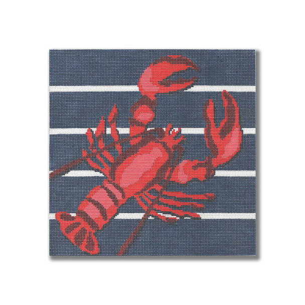 LRE-PL44 Lobster on Stripes 10x10 13 Mesh Liora Manne CBK Designs