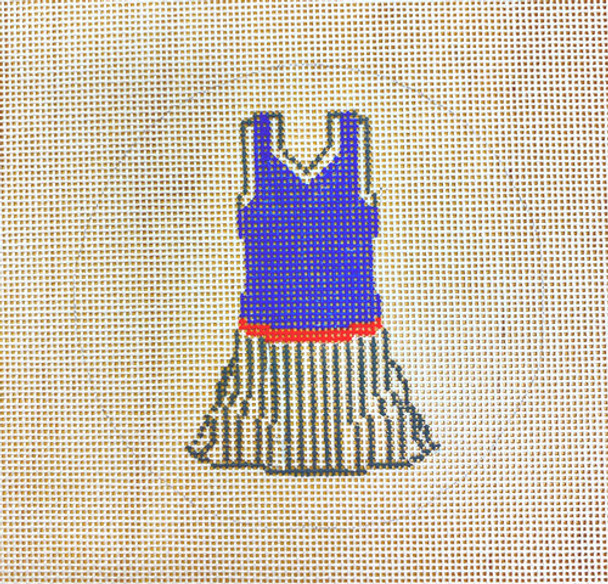 APBR35 Tennis dress, blue 4.5 round 18 mesh A Poore Girl Paints