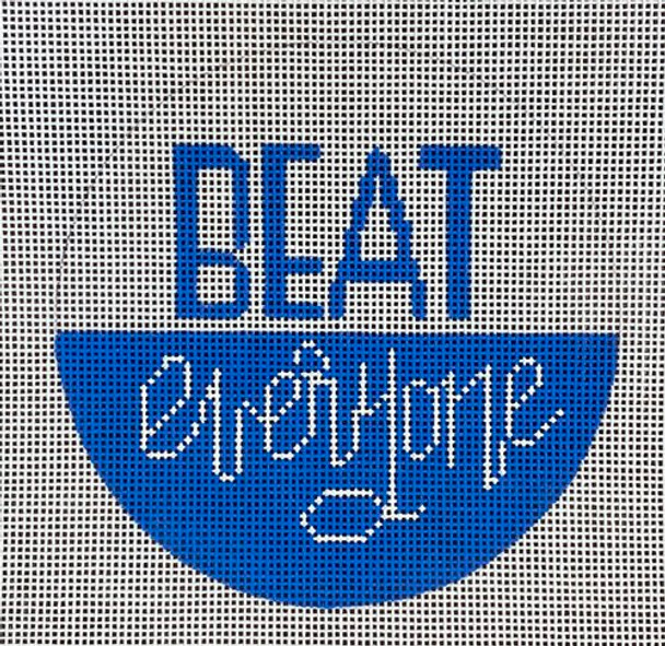 APCO48 Beat everyone, blue & white 18 mesh 4.5 round A Poore Girl Paints