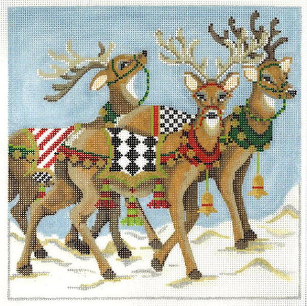 KANP09-18 Prancing Reindeer 7.5"W x 7.5"H 18 Mesh KELLY CLARK STUDIO, LLC