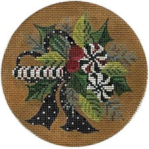 KCN246 A Wintermint Christmas Round 4.5" Round - 18 Mesh With Stitch Guide KELLY CLARK STUDIO, LLC