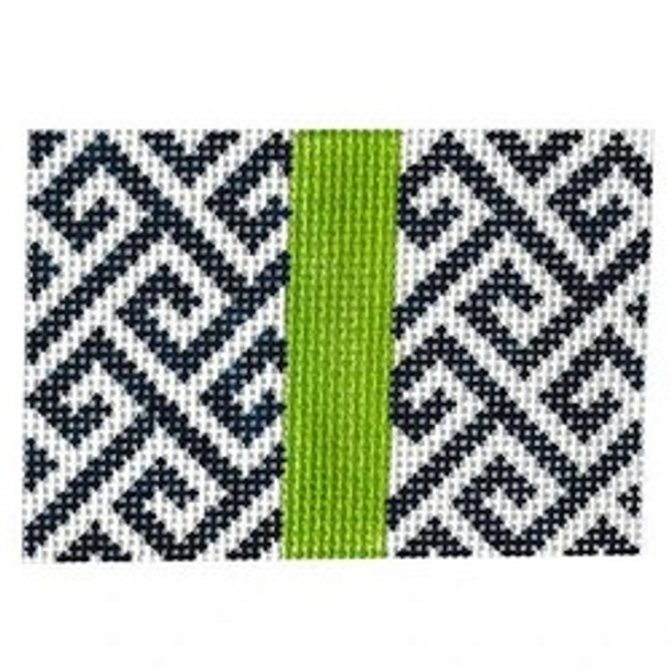 WCC23 Wallet Insert - Navy and Green  3.25 X 2.25  18 Mesh Kristine Kingston Needlepoint Designs