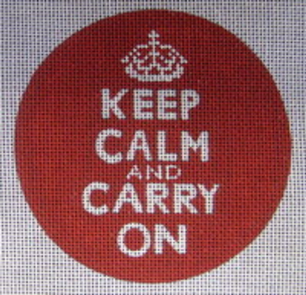 70397 Keep Calm And Carry On 4" diameter 13 Mesh Ornament Unique New Zealand Designs Needlepoint