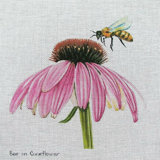 70655 Bee on Coneflower Floral 8 x 8 13 Mesh Unique New Zealand Designs