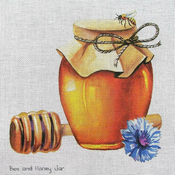 70656 Bee and Honey Jar 8 x 8 13 Mesh Unique New Zealand Designs