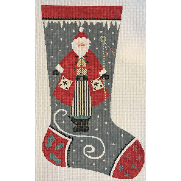 LW-1914 Snow Santa Stocking  Design Area:  13” x 21” 13 Mesh Prairie Designs Needlepoint