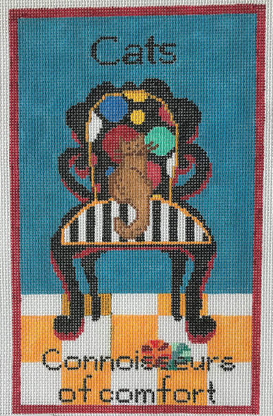 LW-1921 Cat on Chair Design Area:  7” x 11” 13 Mesh Prairie Designs Needlepoint