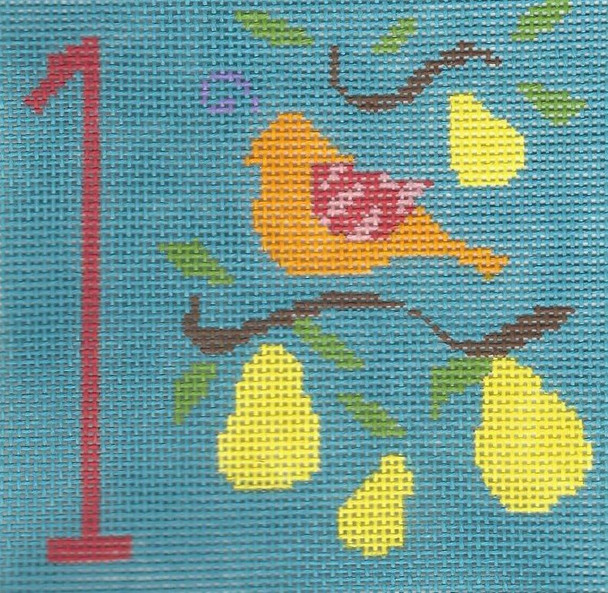 LW-2000A 12 Days of Christmas - Partridge Design Area:  4” square 18 Mesh Prairie Designs Needlepoint