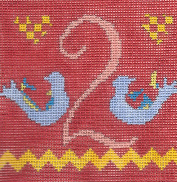 LW-2000B 12 Days of Christmas - 2 Doves Design Area:  4” square 18 Mesh Prairie Designs Needlepoint