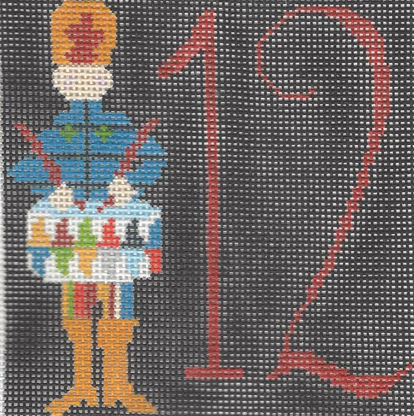 LW-2000L 12 Days of Christmas - 12 Drummers Design Area:  4” square 18 Mesh Prairie Designs Needlepoint