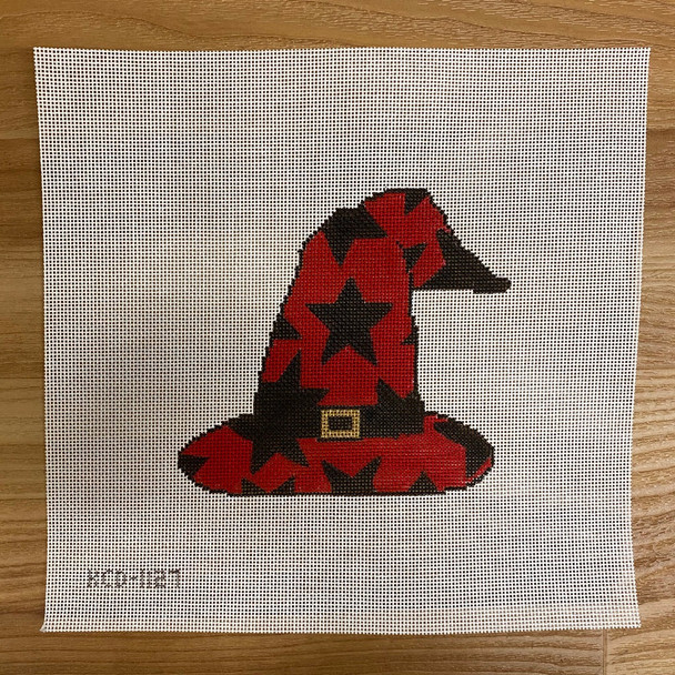 Jessica Lehane (KCN) KCD1127 Stars on a Red Witch's Hat Ornament 5" X 5" 18 Mesh
