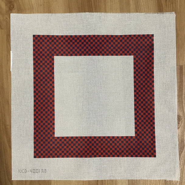 KCN Designers KCD4001BR Check Border Pillow Red/Blue 12" x 12"  13 Mesh