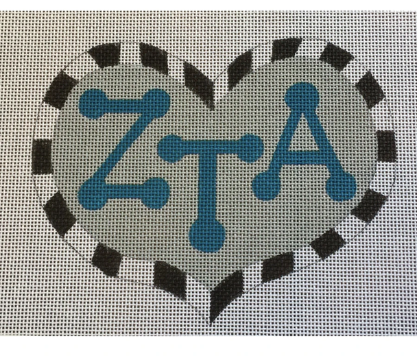 KCN Designers ZTA2000 Zeta Tau Alpha Heart with Letters 6" X 4 1/2" 13 Mesh