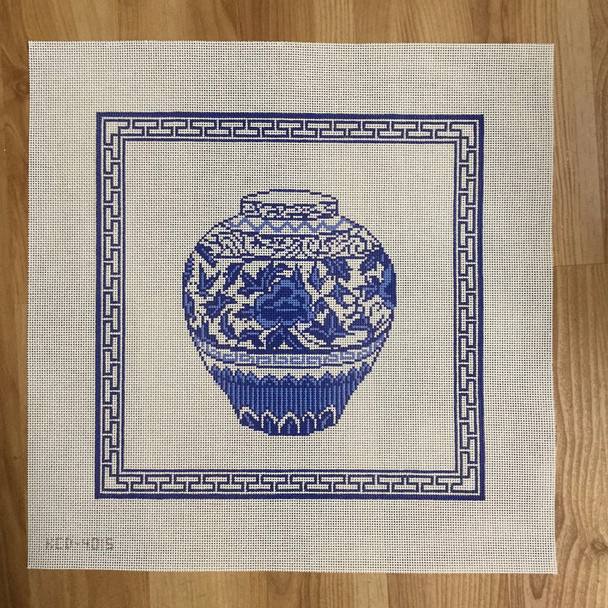 Marianne Ensz KCD4015 Blue Urn with Border 12" x 12" 13 Mesh