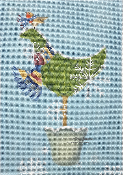 SSCH05 Christmas Topiary 5.5 x 8 18 Mesh Sally Swannell