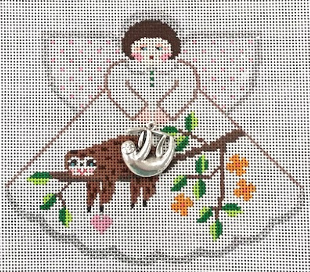 (PPD) PP996LF Angel With Charms Sloths Are My Spirit Animal (White) 5.25 x 4 18 Mesh Painted Pony Designs