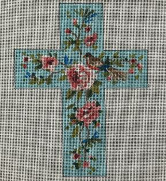 IF271 floral w bird cross 5x6.5 18 Mesh Colors of Praise 