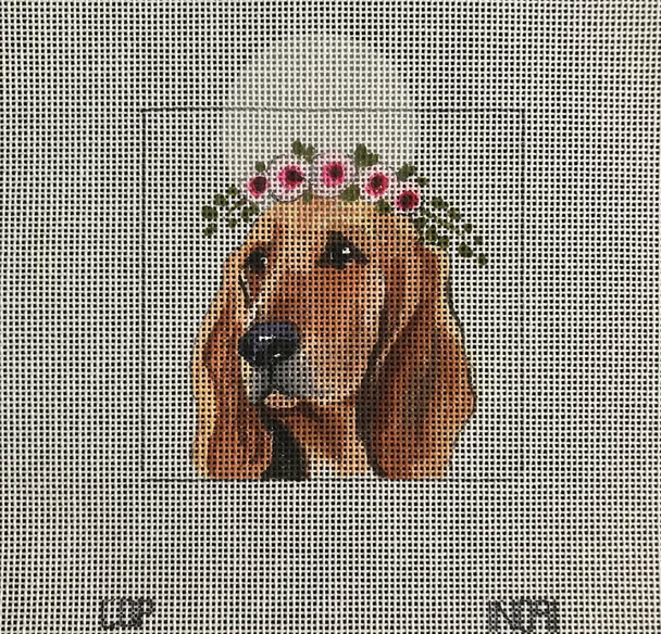 IN091 bloodhound w floral crown 4x4 18 Mesh Colors of Praise 