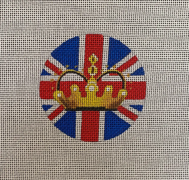 IN364 Traditional british flag w crown 3" round 18 Mesh Colors of Praise 