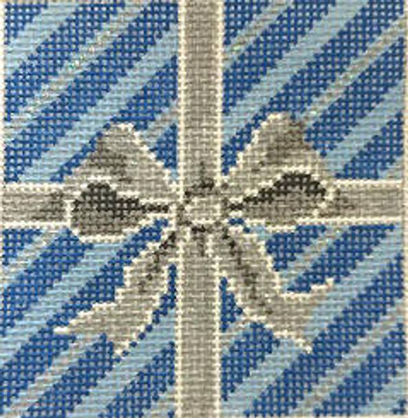#1805 Blue & Silver Gift 3” sq.	18 Mesh Needle Crossings 