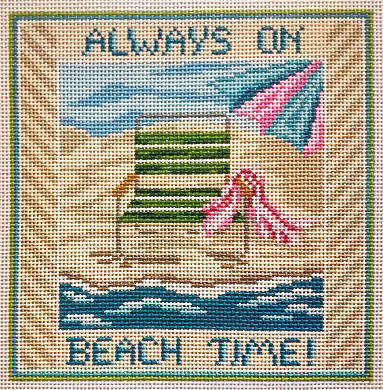 #70		Always on Beach Time-Beach chair	  7-1/4" Square  13 Mesh  Needle Crossings