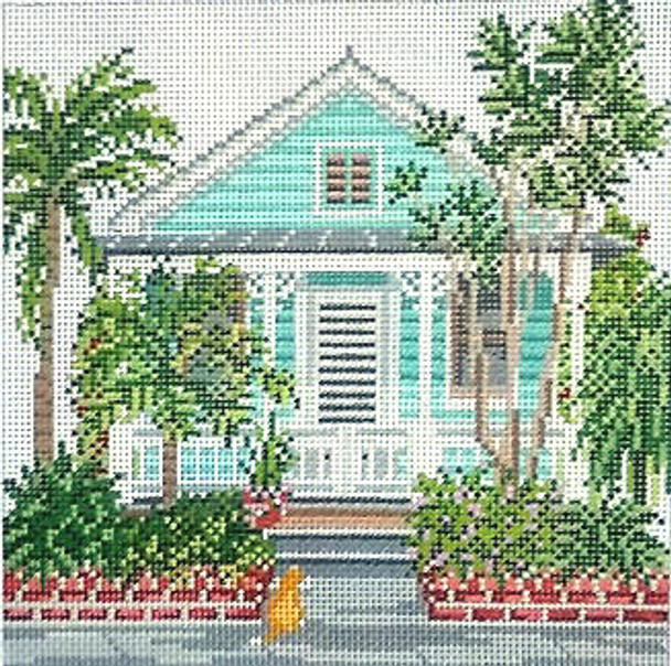 #853 Palm Porch Bungalow 18 Mesh   6" x 6"    (Key West, FL) Needle Crossings